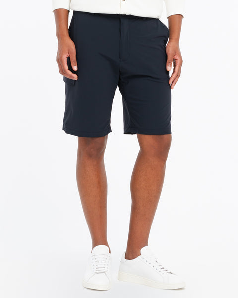 blue technical stretch cargo bermuda shorts