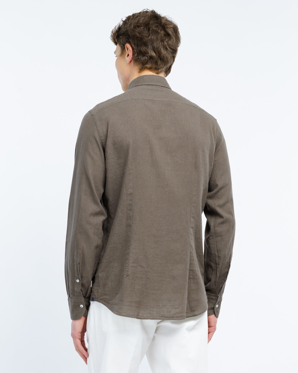 brown washed cotton linen shirt