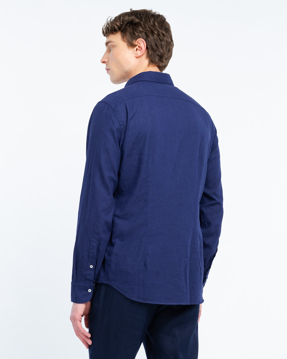 blue washed cotton linen shirt