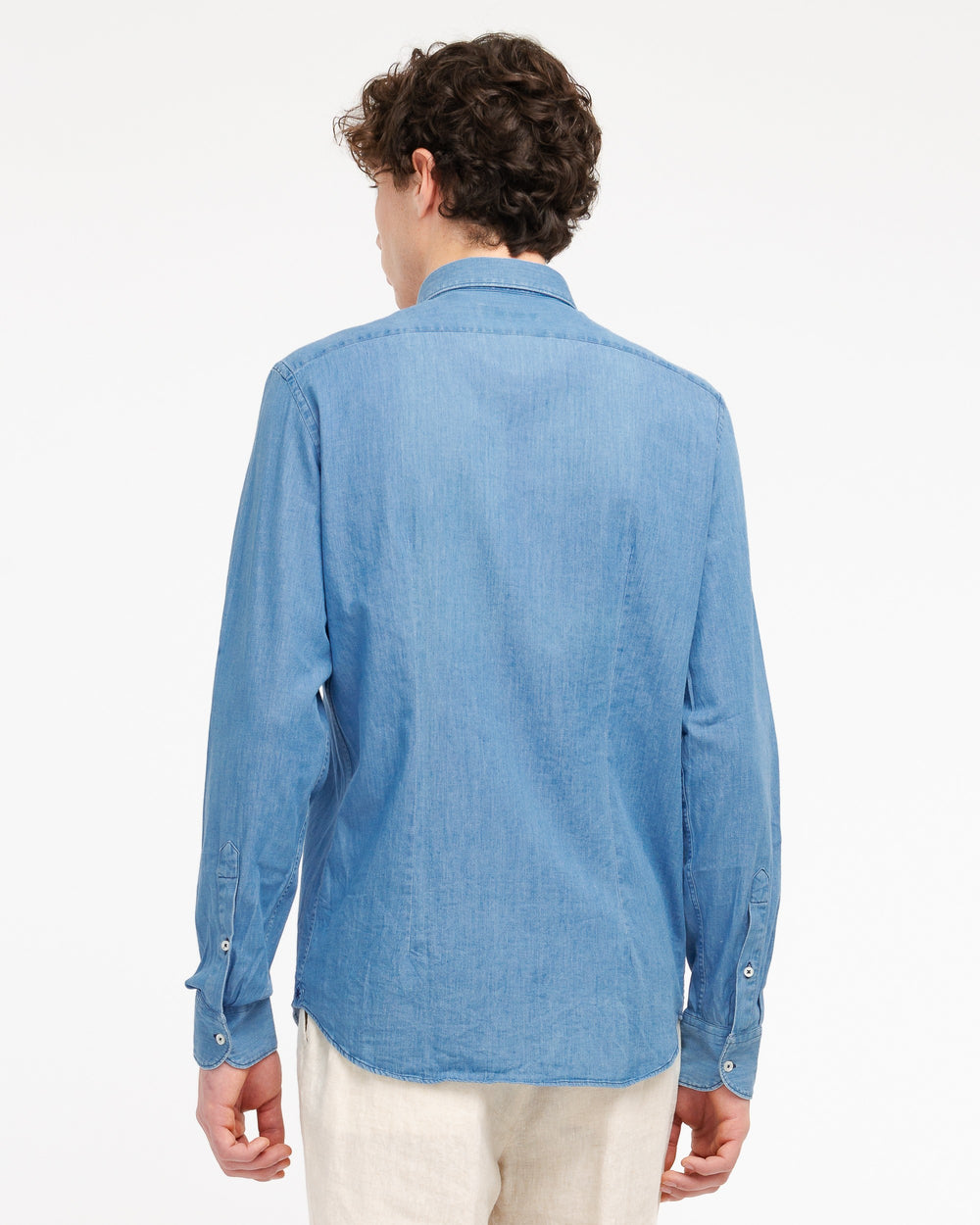blue washed cotton chambray shirt
