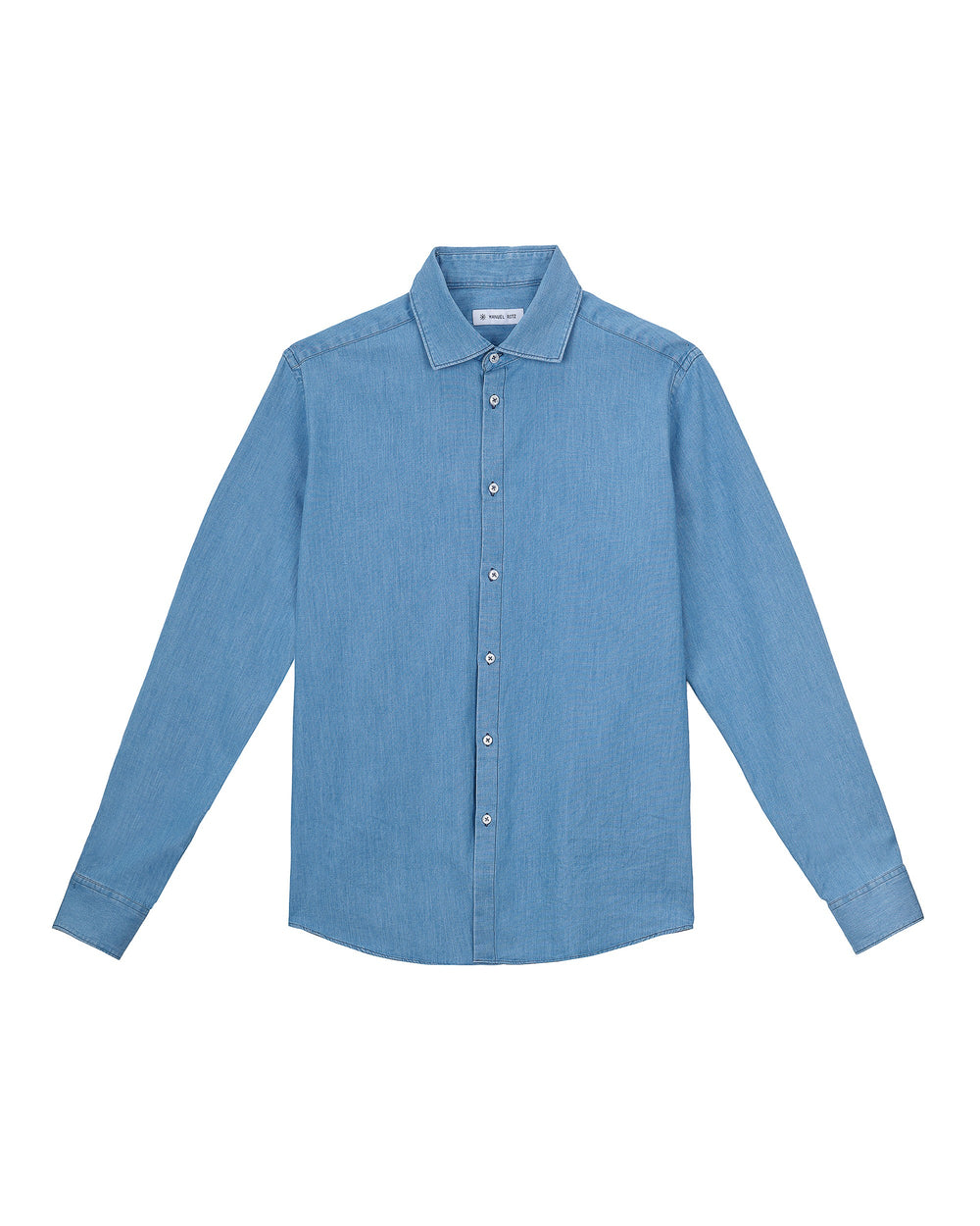 blue washed cotton chambray shirt