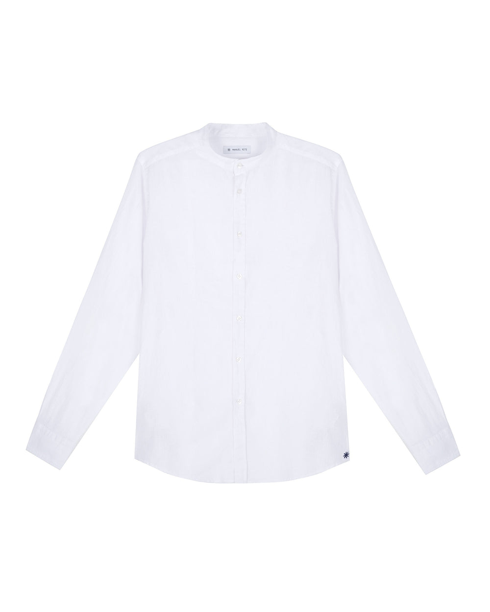 white cotton linen korean collar shirt
