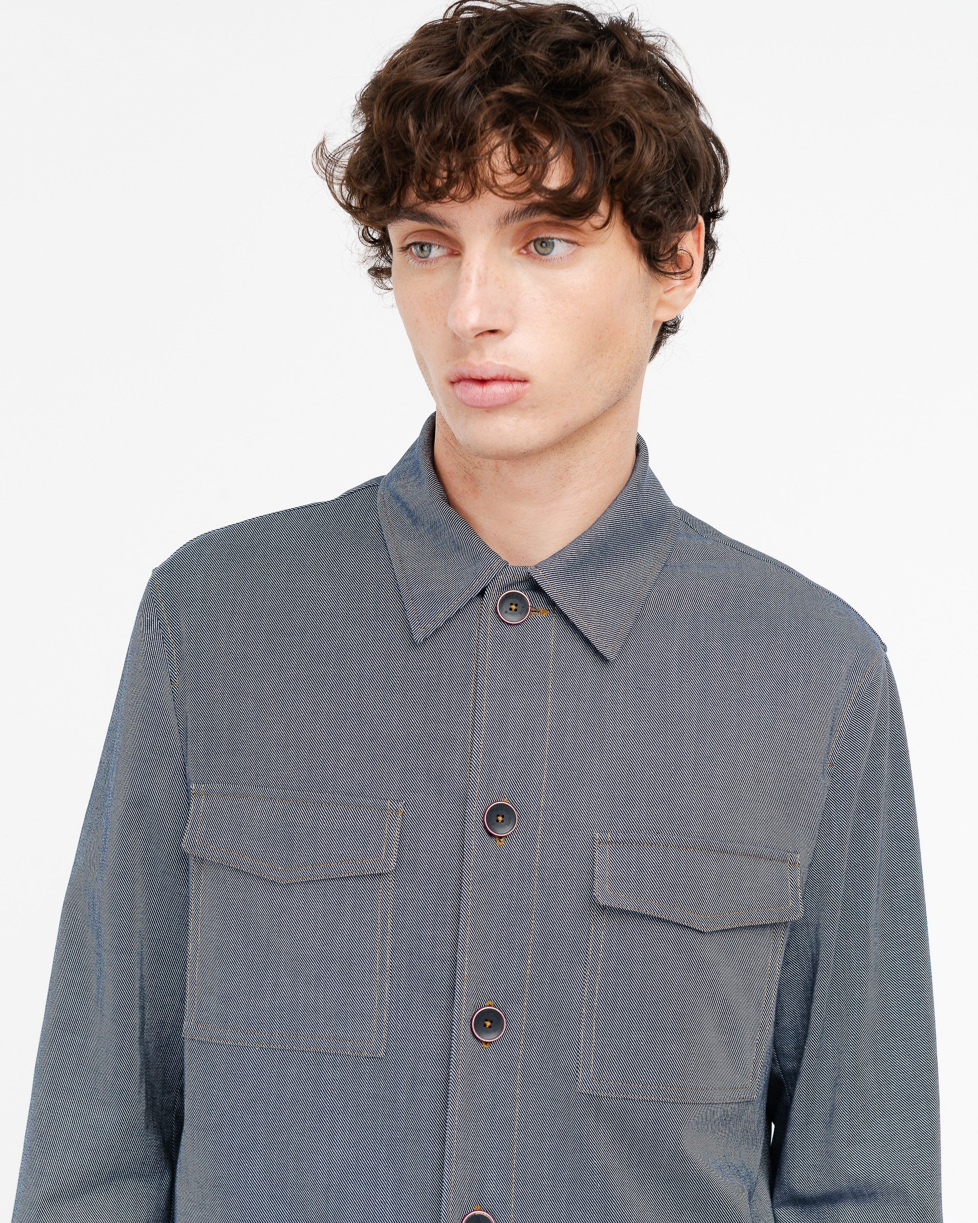 blue denim effect twill chore jacket - Manuel Ritz Official
