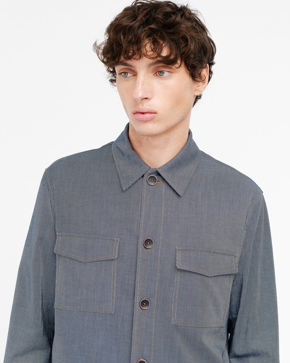 blue denim effect twill chore jacket - Manuel Ritz Official