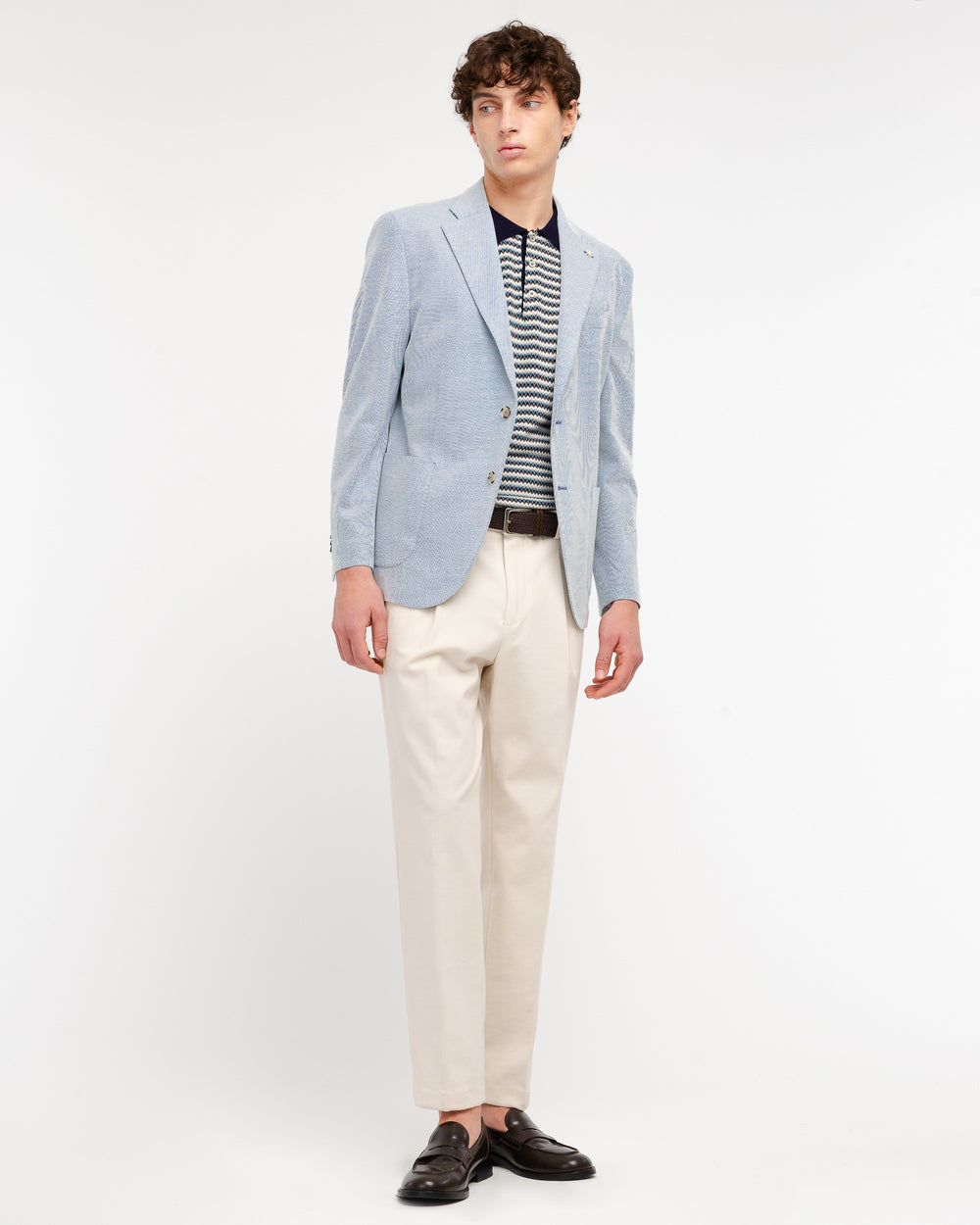 sky blue cotton pique` jersey blazer