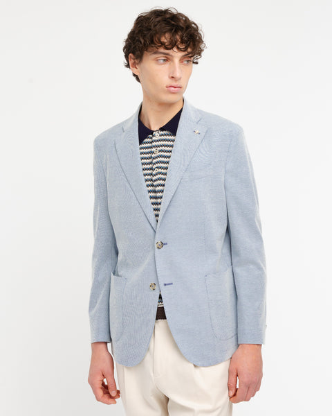 sky blue cotton pique` jersey blazer