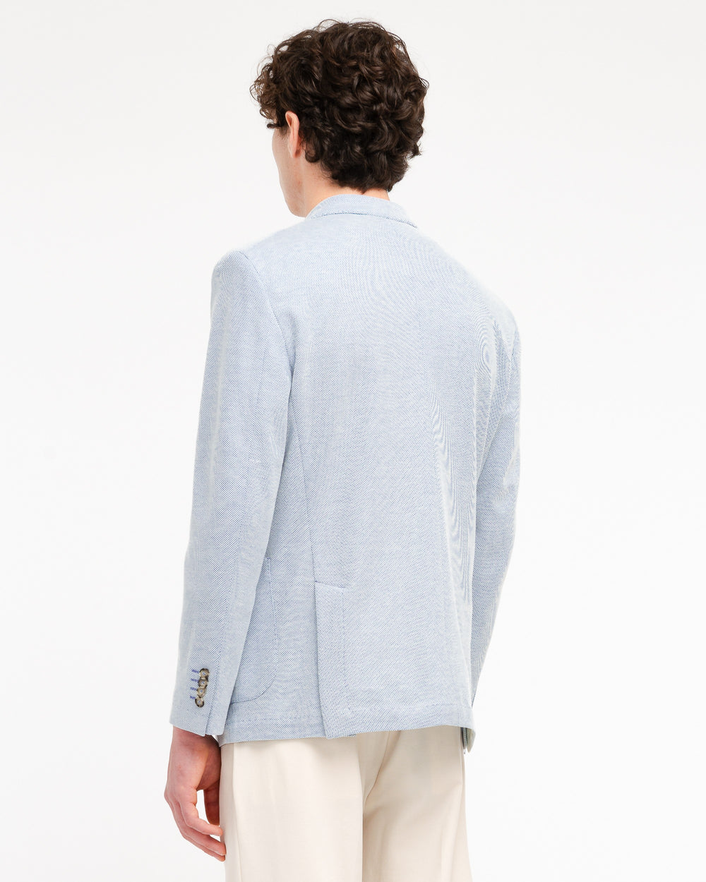 sky blue cotton pique` jersey blazer