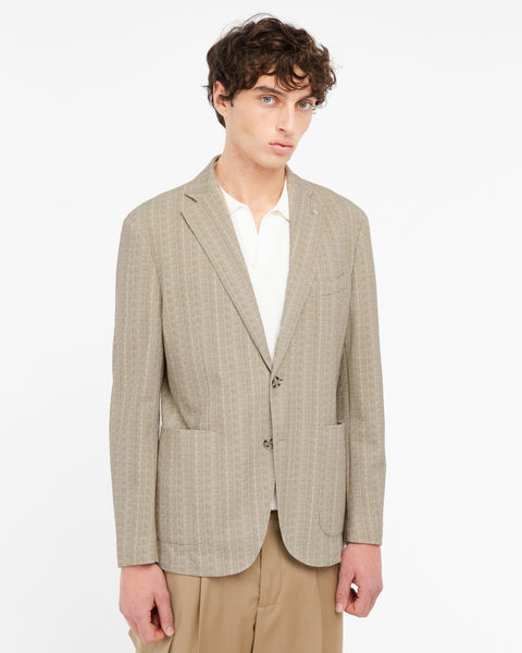 beige nuvola striped blazer in cotton blend jersey