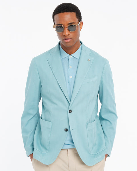light blue nuvola chevron stretch cotton blazer