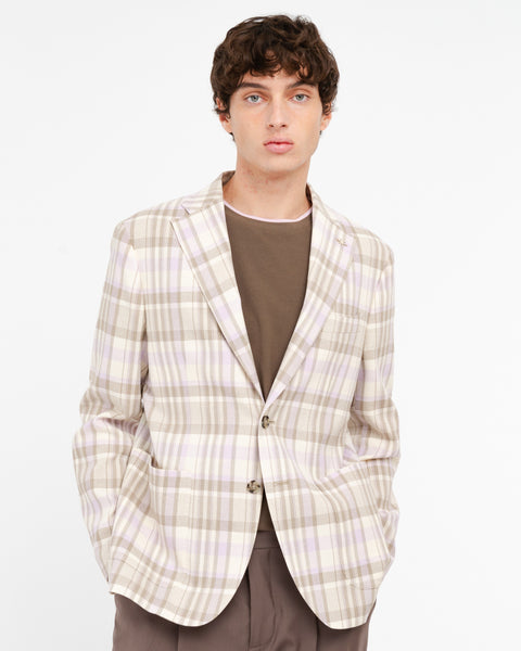 beige nuvola blazer in cotton blend check