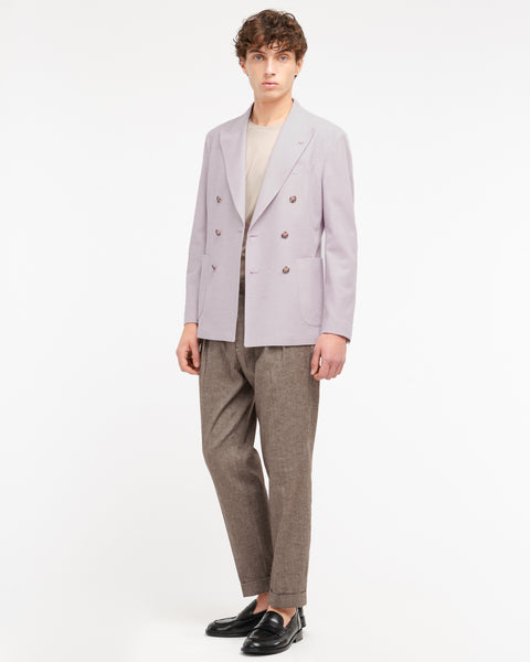 pink double breasted cotton pique` jersey blazer