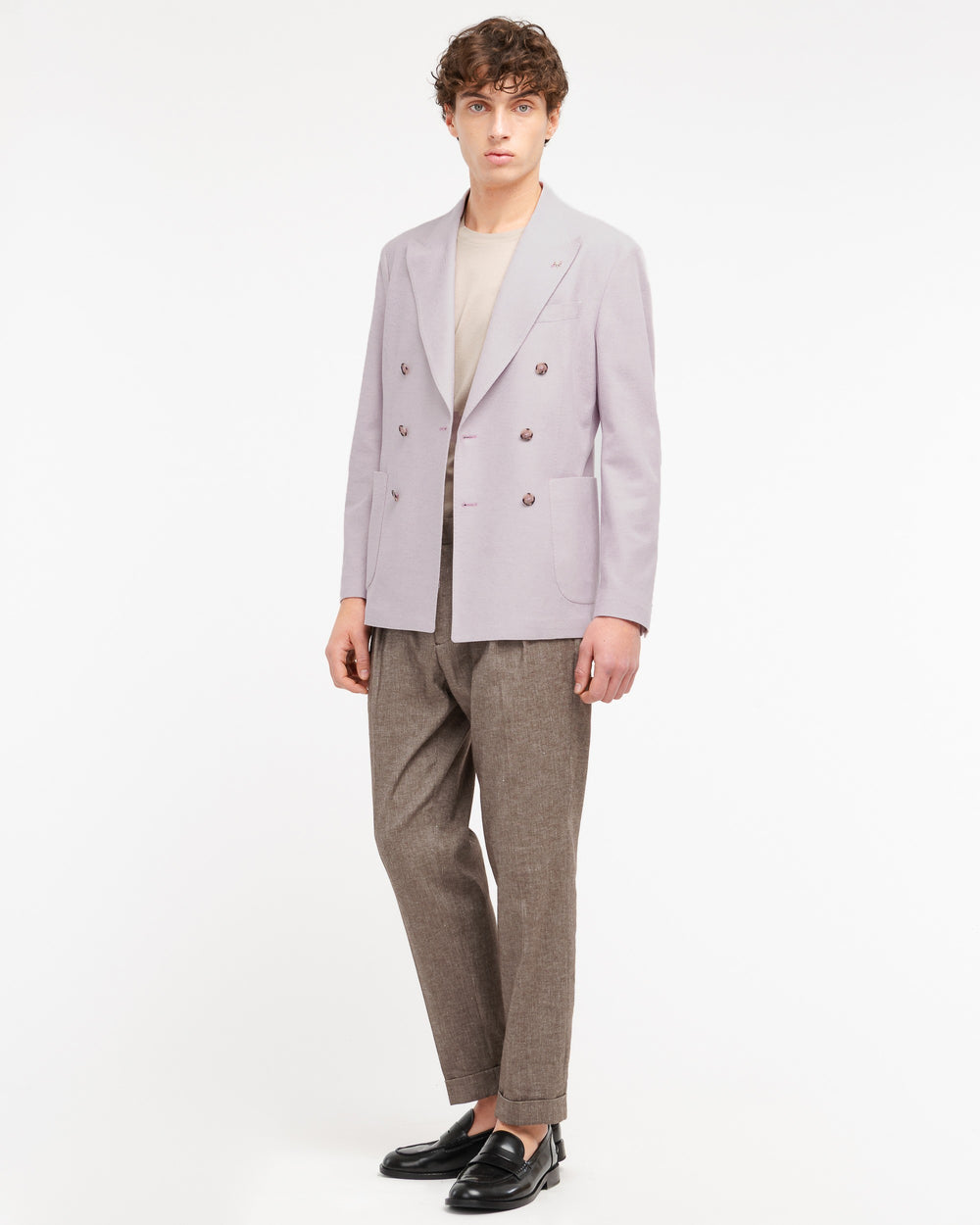 pink double breasted cotton pique` jersey blazer