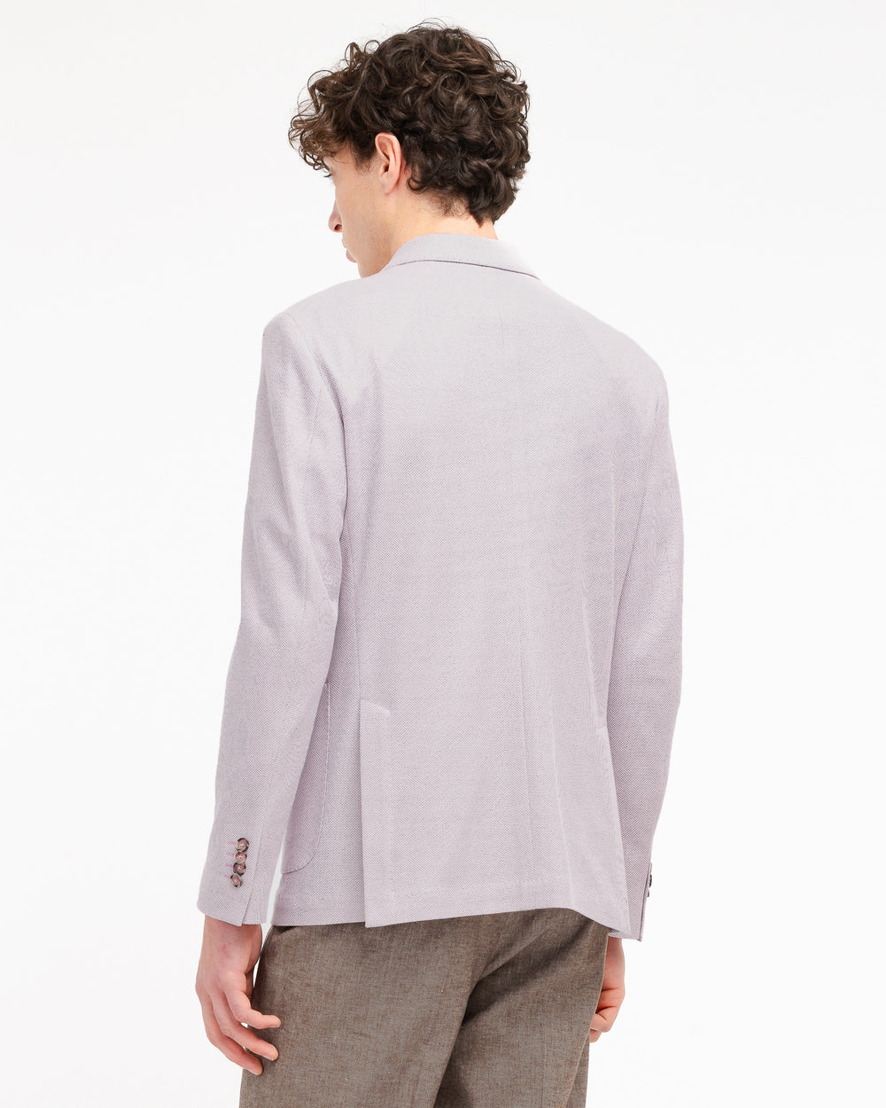 pink double breasted cotton pique` jersey blazer