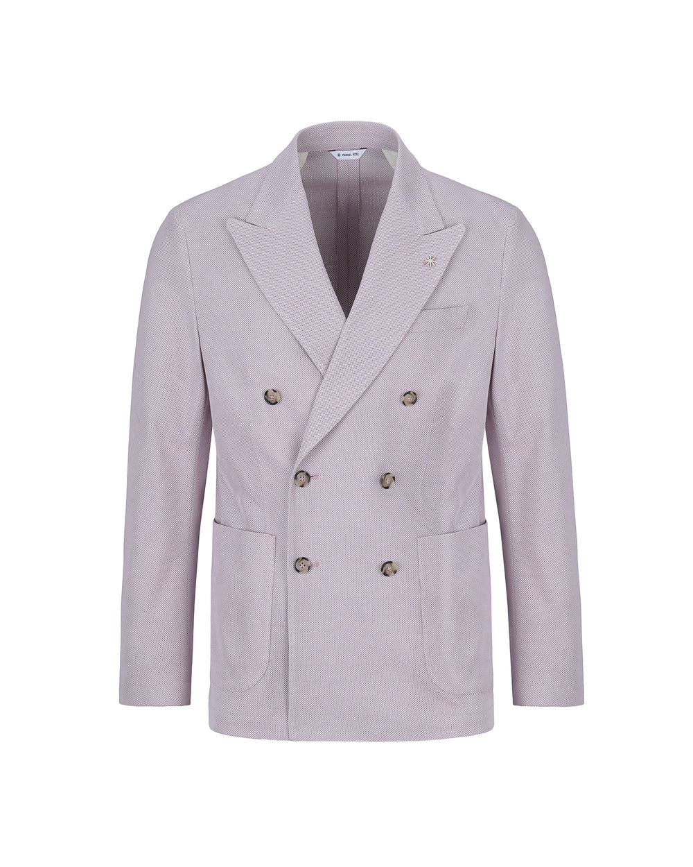 pink double breasted cotton pique` jersey blazer