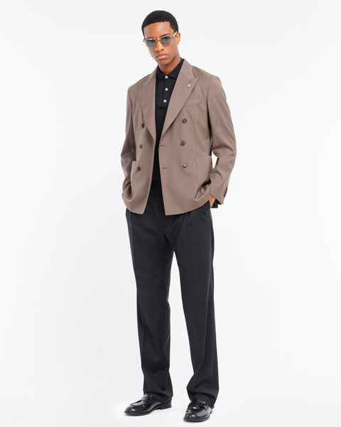brown nuvola stretch cool wool double breasted blazer