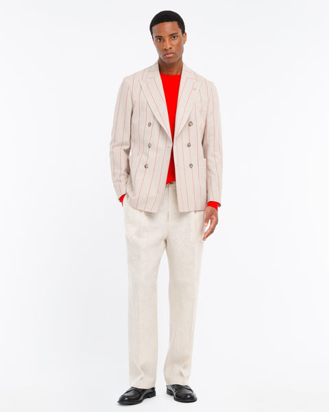 beige nuvola double breasted linen cottone blend pinstriped blazer