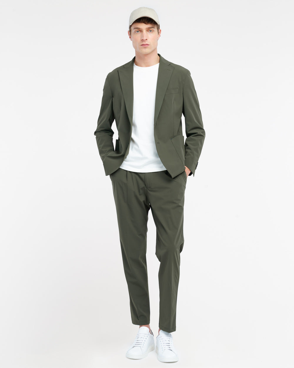green technical stretch blazer
