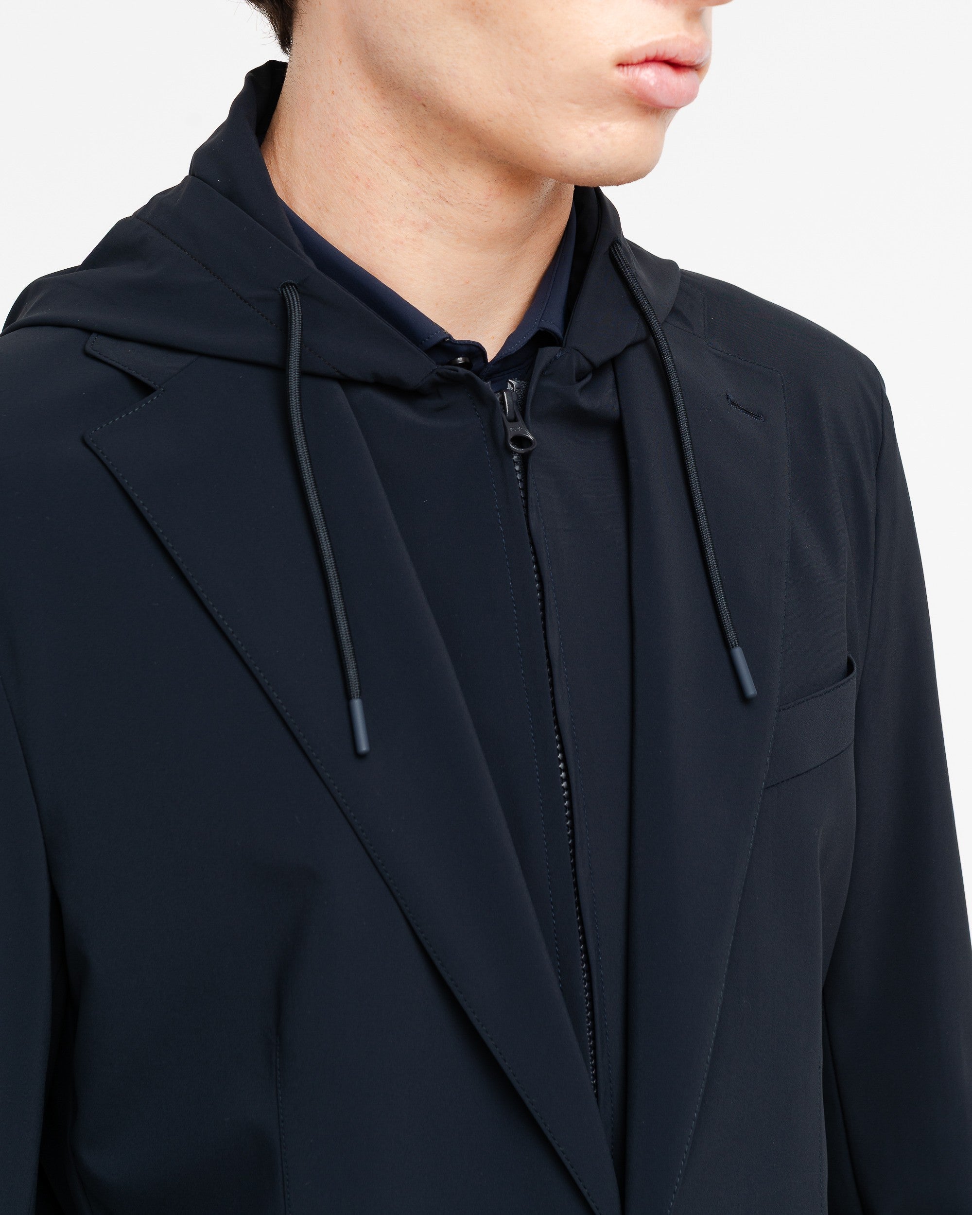 manuel ritz ジャケット blue technical stretch hooded blazer - Manuel Ritz Official