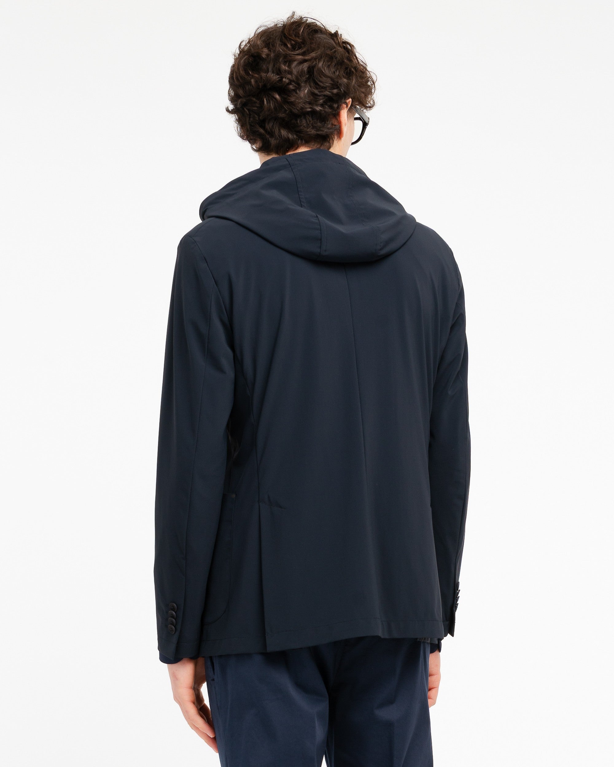 manuel ritz ジャケット blue technical stretch hooded blazer - Manuel Ritz Official
