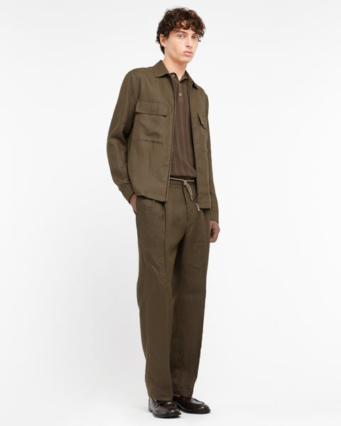 brown linen overshirt