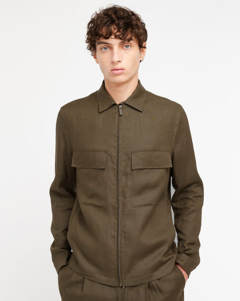 brown linen overshirt