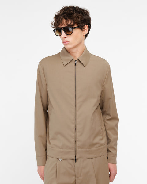 beige cool stretch wool jacket