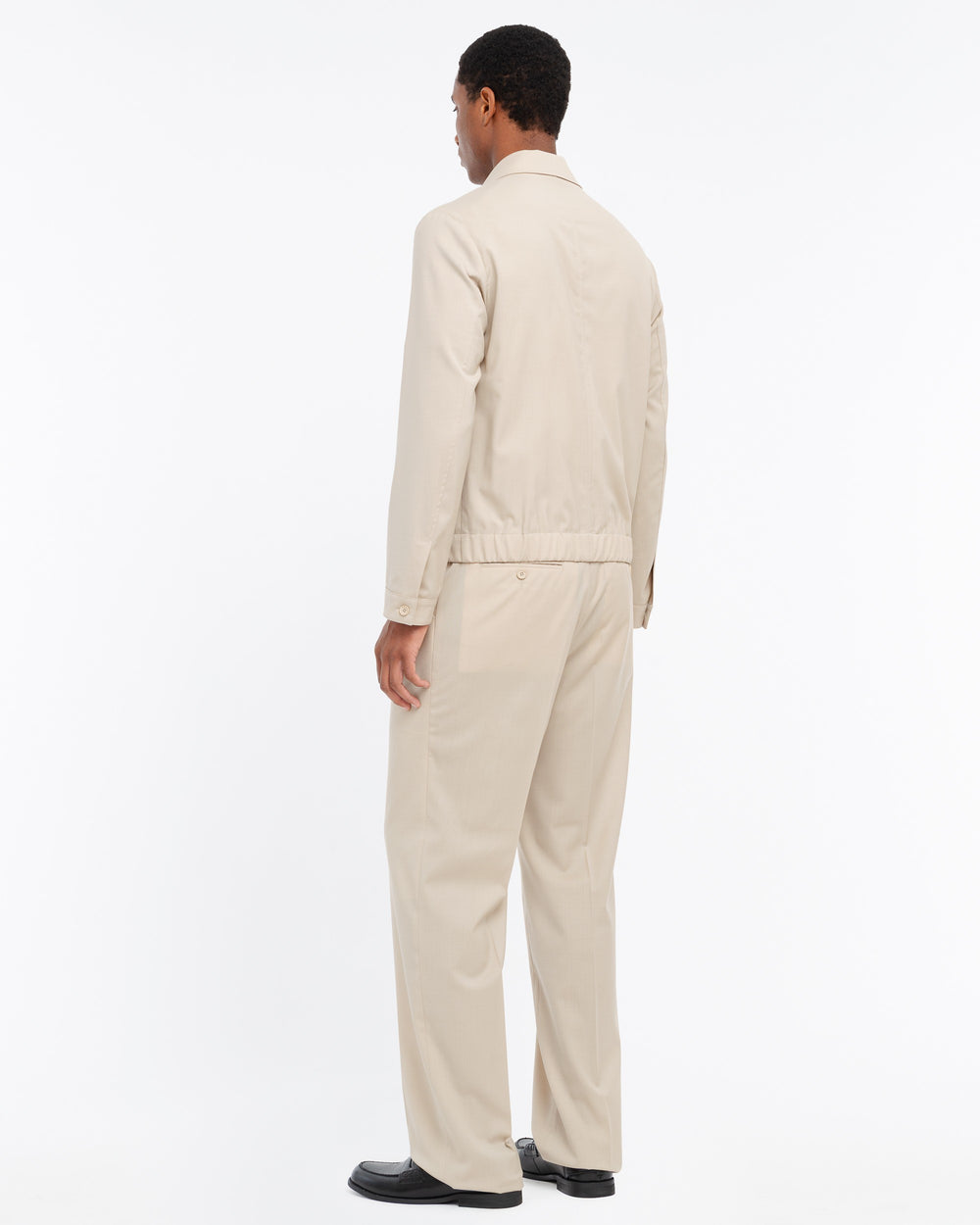 beige cool stretch wool jacket