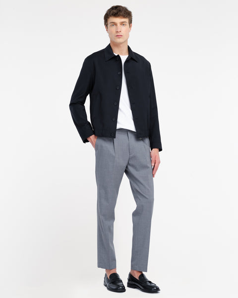 black cool stretch wool trench coat