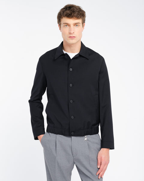 black cool stretch wool trench coat