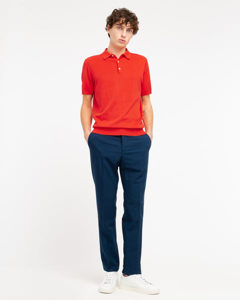 red cotton knit polo shirt