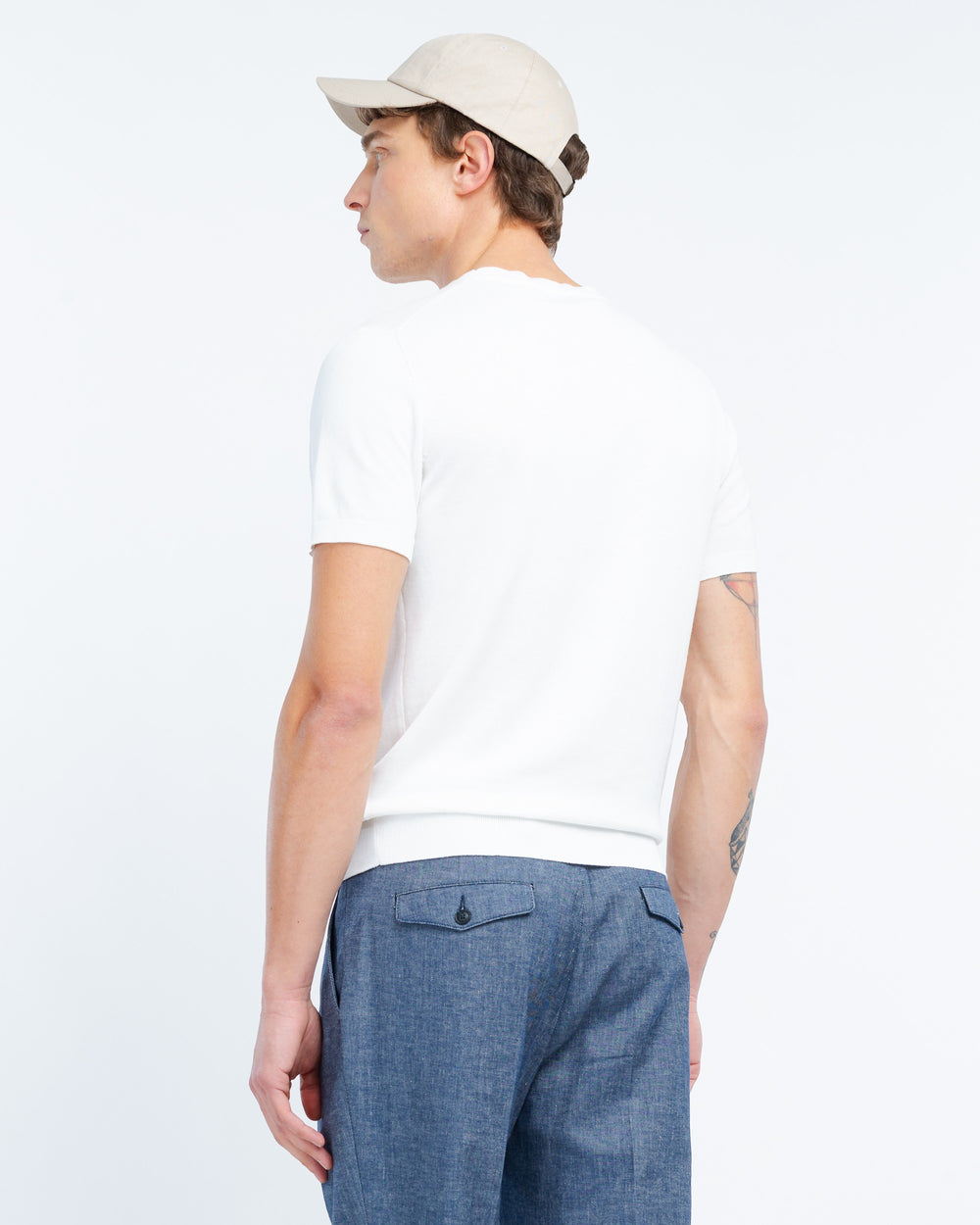 white cotton knit t-shirt