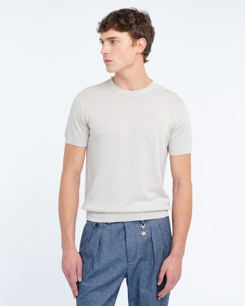beige cotton knit t-shirt