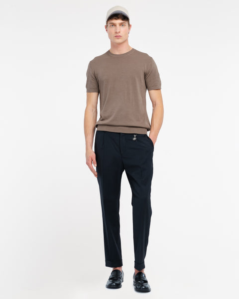 brown cotton knit t-shirt