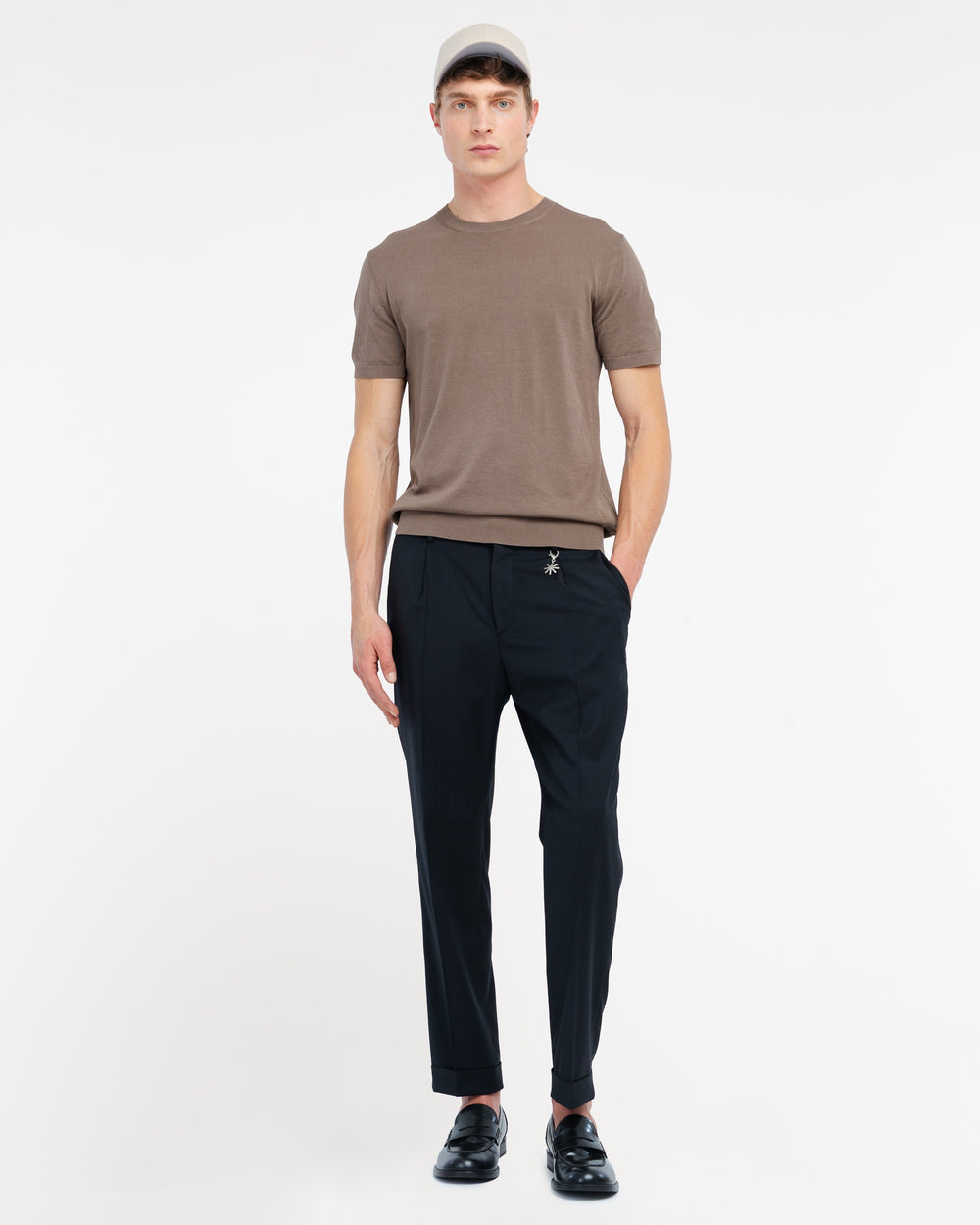 brown cotton knit t-shirt