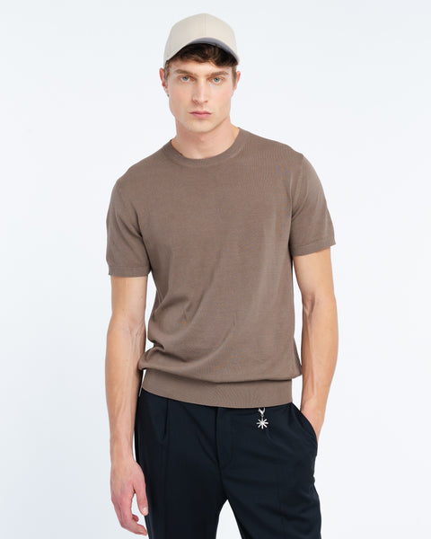brown cotton knit t-shirt