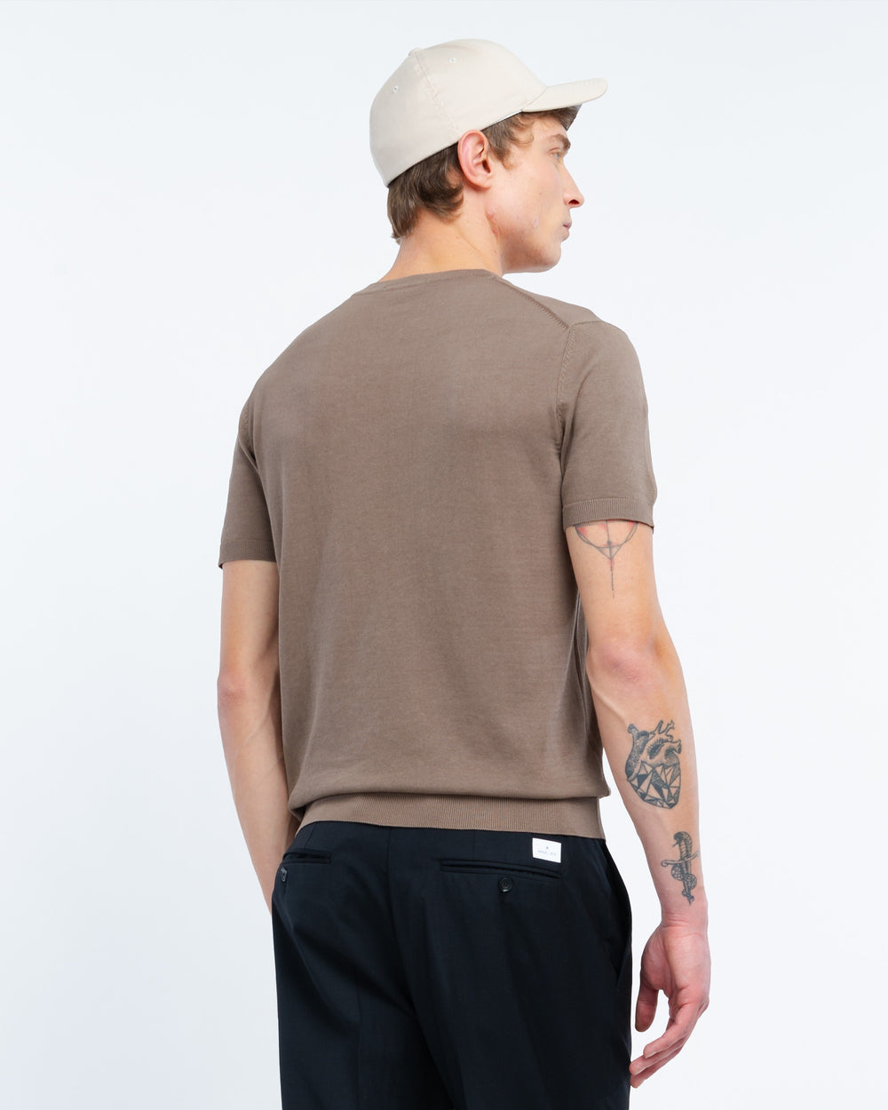 brown cotton knit t-shirt