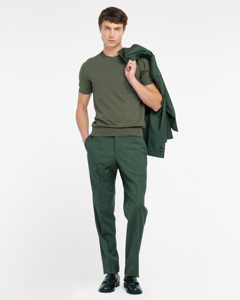 green cotton knit t-shirt