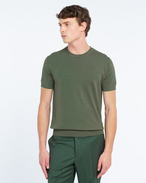 green cotton knit t-shirt