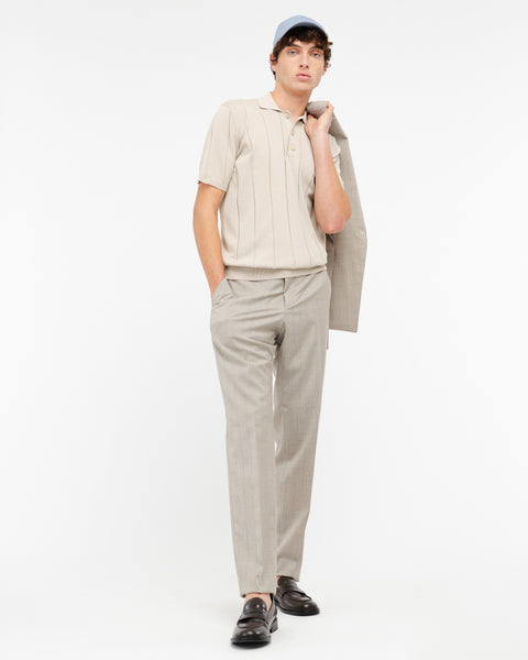 beige flat fronted cotton polo shirt