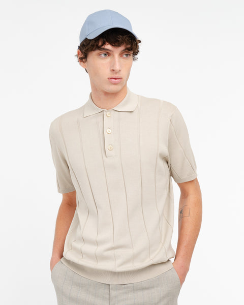 beige flat fronted cotton polo shirt