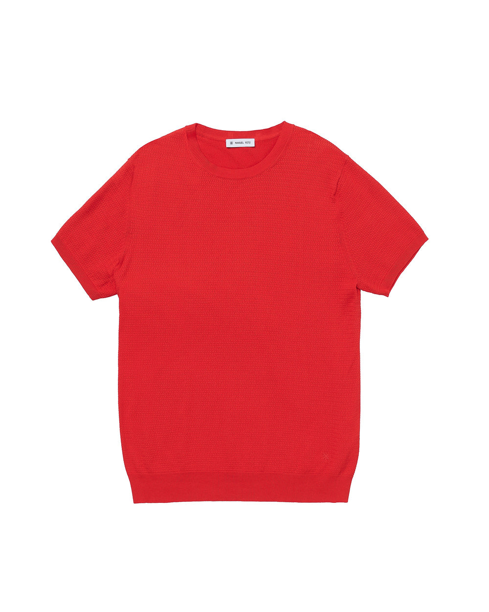 red open collar polo shirt in cotton