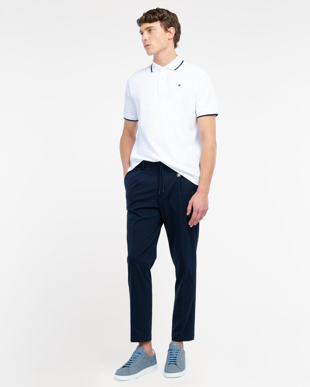 white contrasting piquet polo shirt