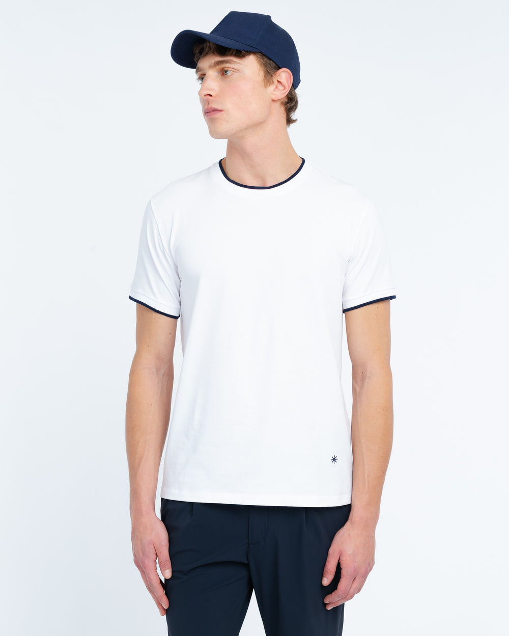 white contrast stretch cotton jersey t-shirt