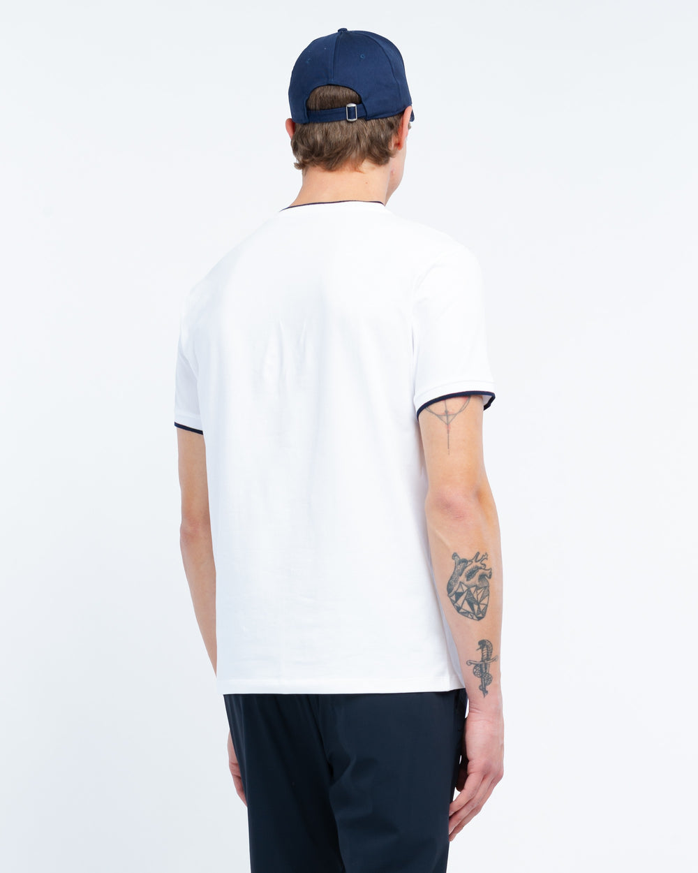 white contrast stretch cotton jersey t-shirt