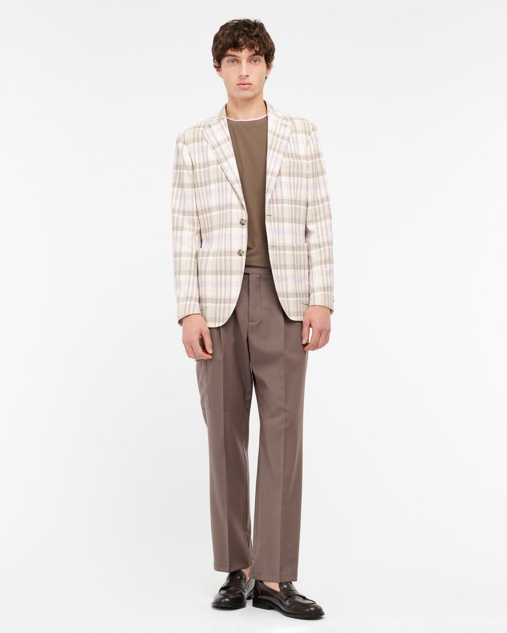 brown contrast stretch cotton jersey t-shirt