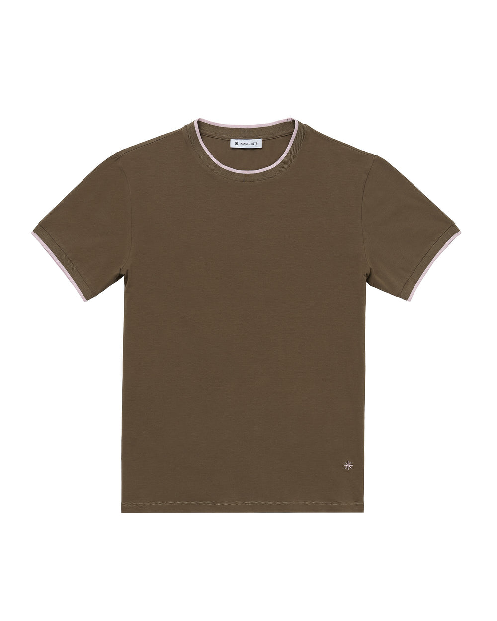 brown contrast stretch cotton jersey t-shirt