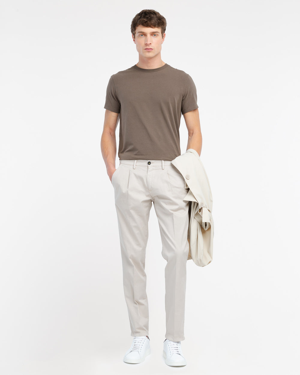 brown stretch cotton jersey t-shirt