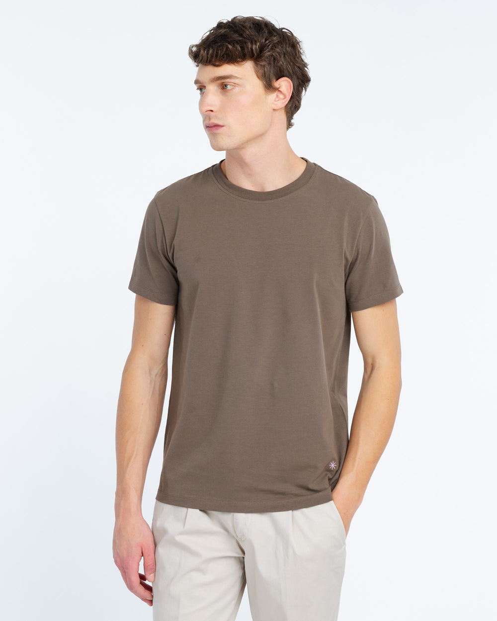 brown stretch cotton jersey t-shirt