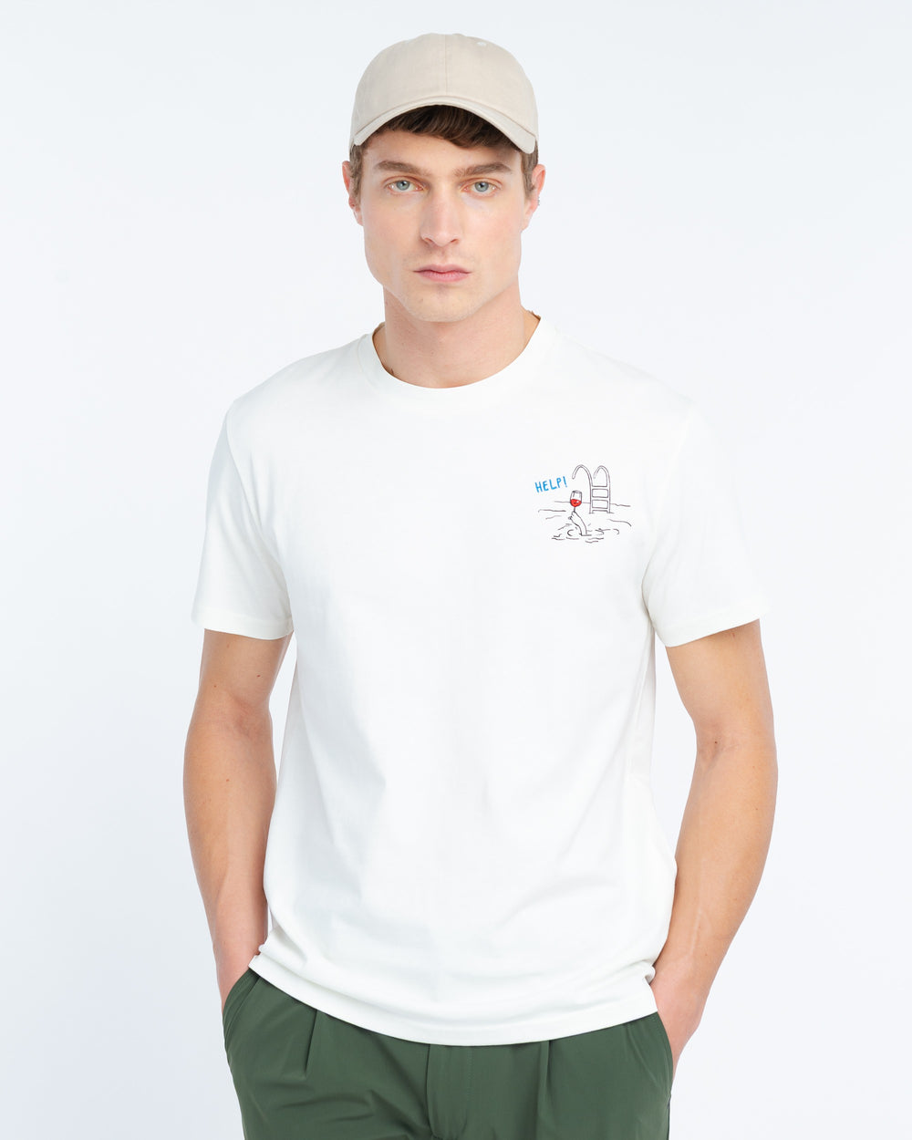 white cotton jersey ``help`` t-shirt