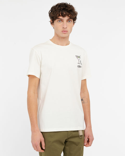 white cotton jersey ``cocktail`` t-shirt